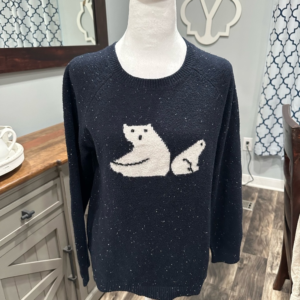 LOFT Navy Sweater with Polar Bear Design